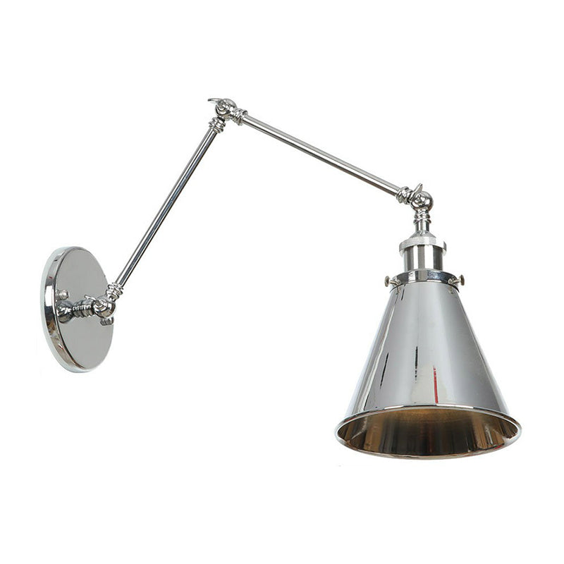 Untertasse/Kegel/Horn Nachttisch Lesewandlampe Fabrik Metall Einzel 6"/8" W Chrom Wandleuchte mit drehbarem Arm