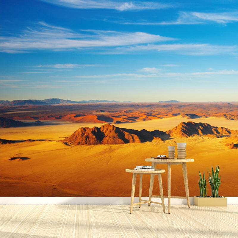 Brehn | Fotografie Barren Land Muurbehang voor Woonkamer, Geel-Blauw, Op Maat Gemaakt