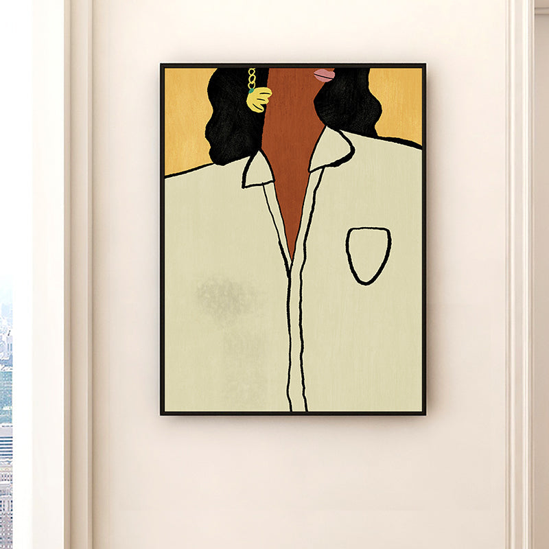 Brehn | Frau mit Ohrringen Wandkunst Texturiert Funky Wohnzimmer Leinwanddruck zur Dekoration
