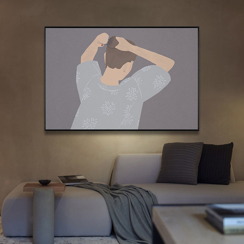 Brehn | Illustration Pop-Art-Leinwanddruck mit Figurenmuster in dunkler Farbe für das Wohnzimmer