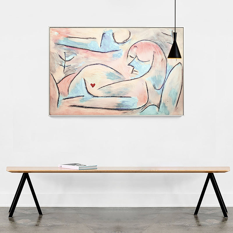 Brehn | Picasso-Stil Figurenzeichnung Leinwand Funky Texturierte Wandkunst Druck in Nude für Foyer