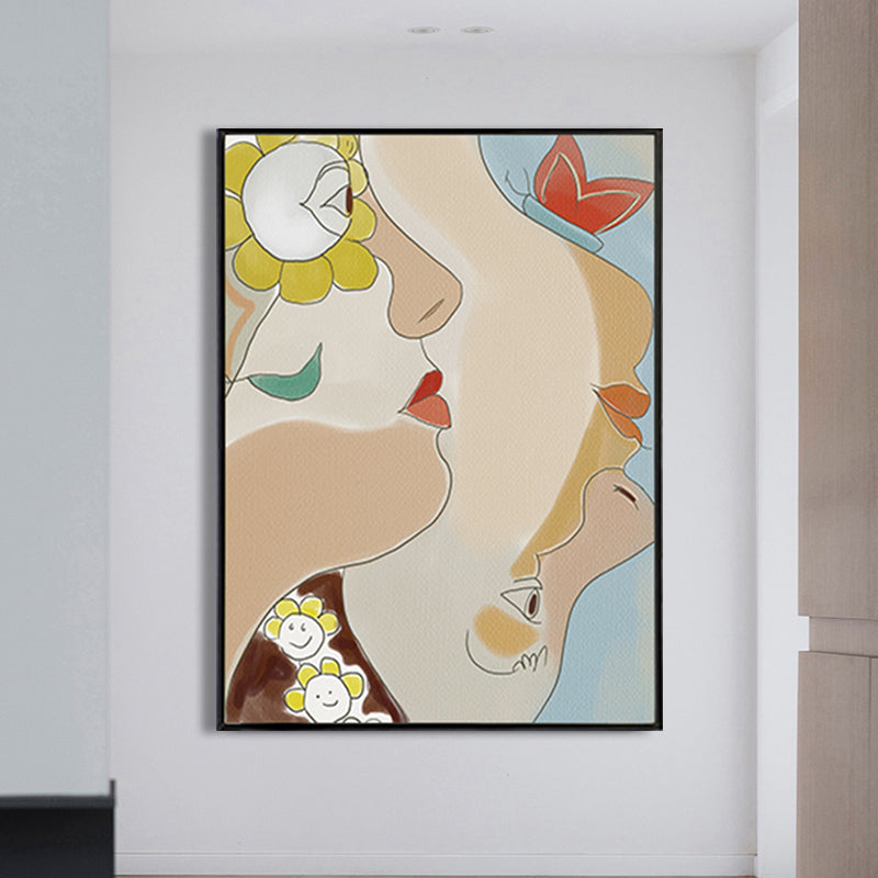 Brehn | Tribal Man Wandkunst Wohnzimmer Figur Leinwanddruck in Pastellfarbe für die Wohnkultur