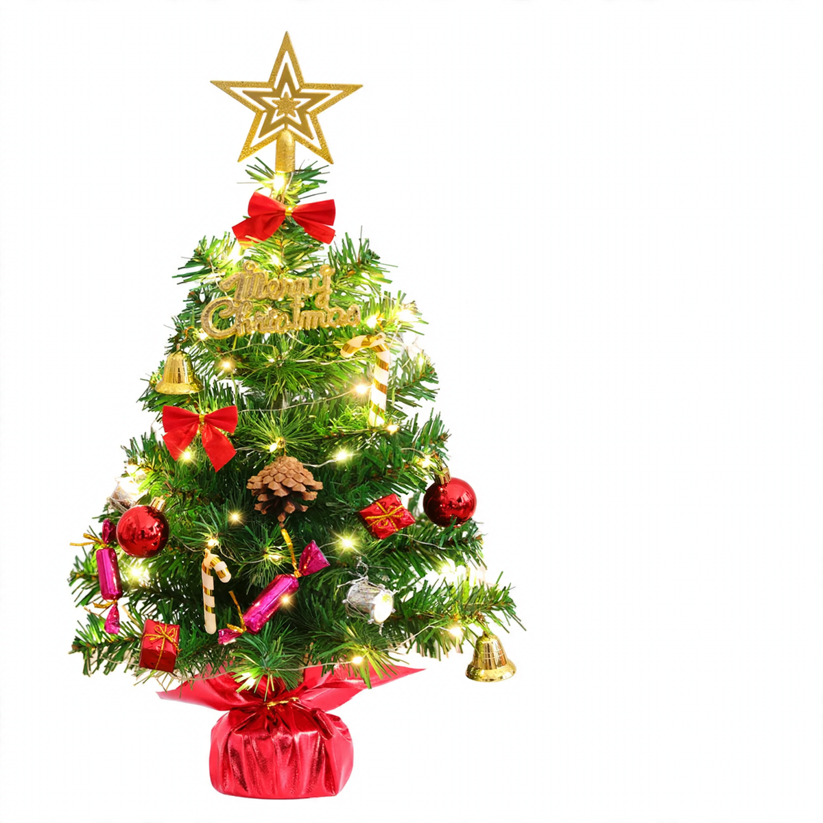 Mini-Weihnachtsbaum aus PVC, 30 cm, mit Beleuchtung
