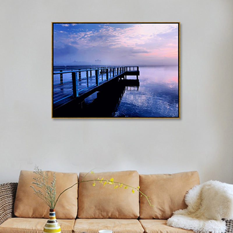 Brehn | Brücke zum Meer Zeitgenössische Landschaft Canvas Kunst Wohnzimmer Wanddekoration in Pastellfarbe