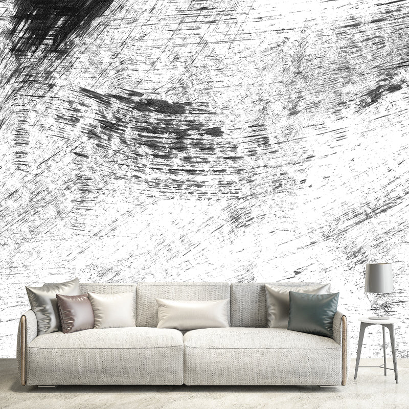 Brehn | Giant Contemporary Wall Mural Schwarzes Pinselstrichmuster Wanddekoration, Individuell bedruckt