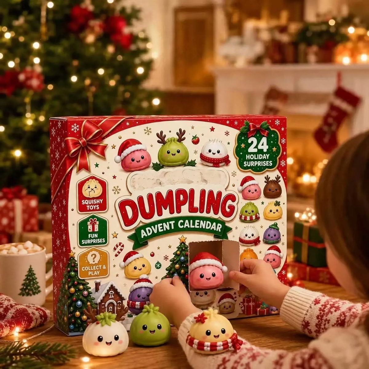 Weihnachts-Adventskalender mit 24 Quetschfiguren