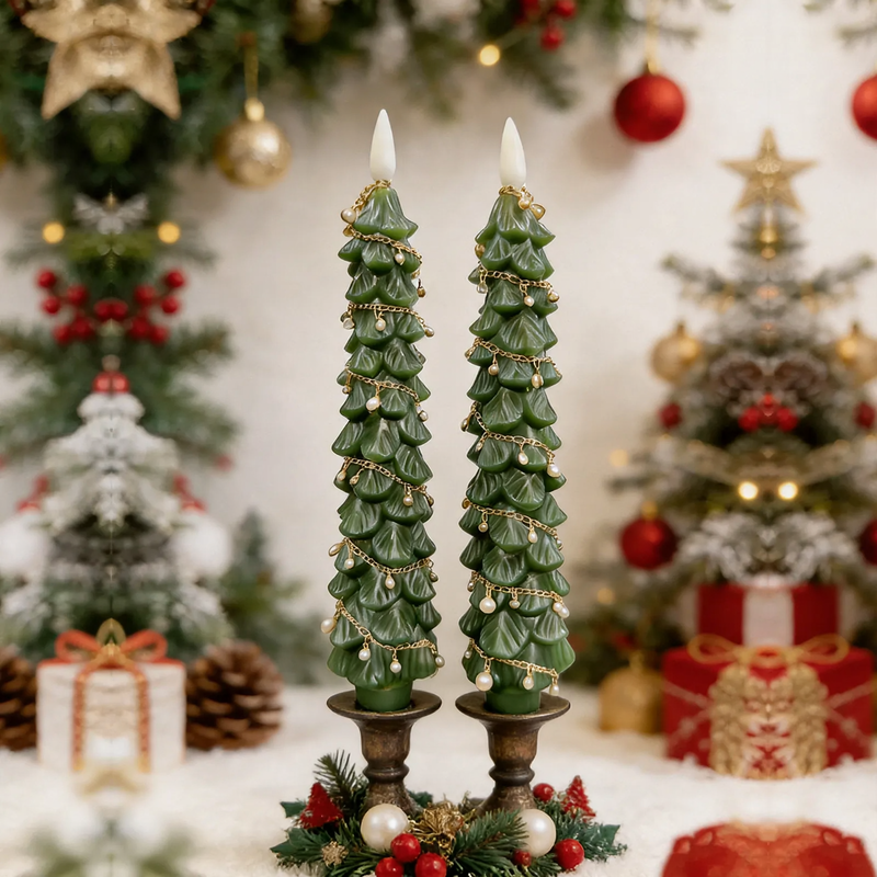 Dekorative LED-Weihnachtsbaum-Kerze mit Fernbedienung