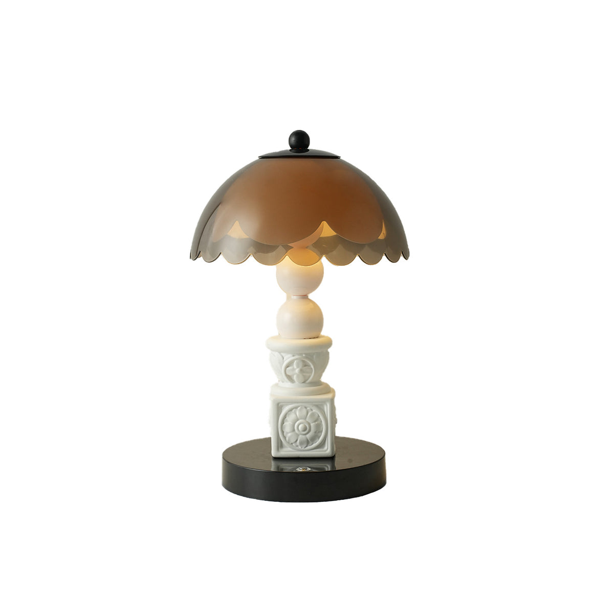 Nachttischlampe mit Quallen-Reliefmotiv, weiß
