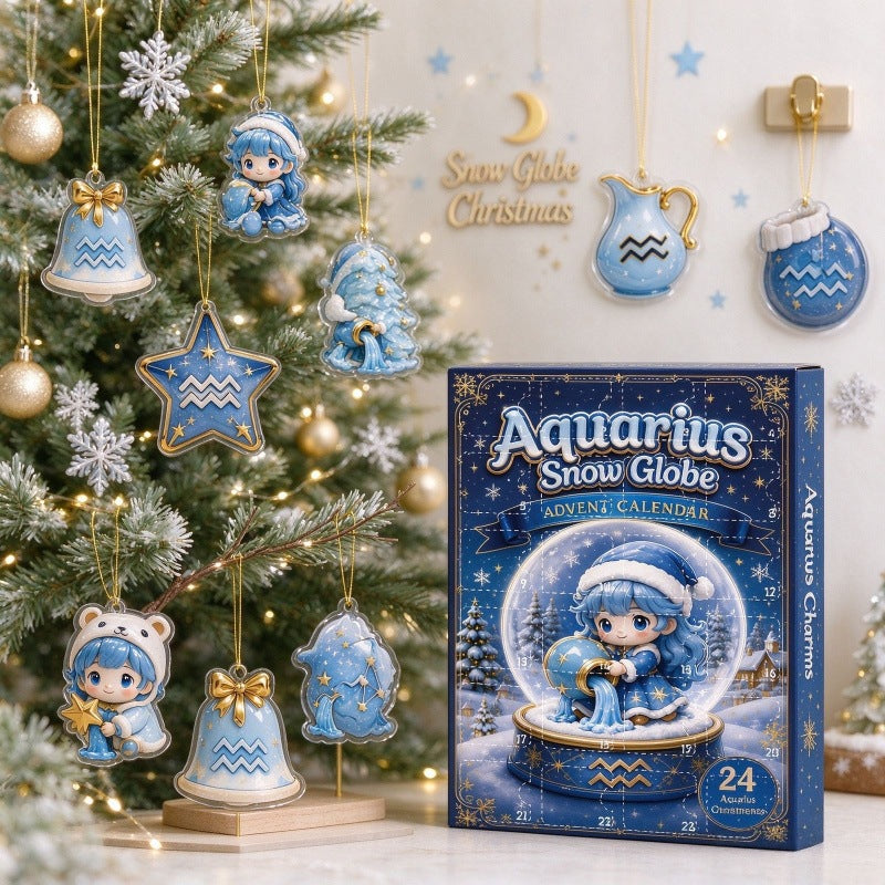 Aquarius Sternzeichen-Adventskalender mit Acryl-Anhängern