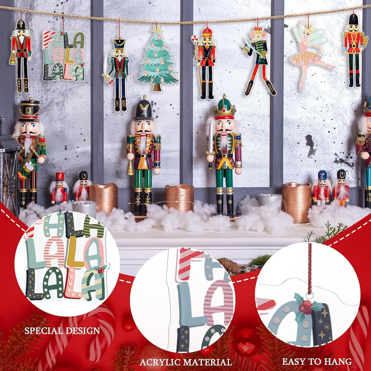 Nussknacker-Hängeschmuck aus Holz, Set