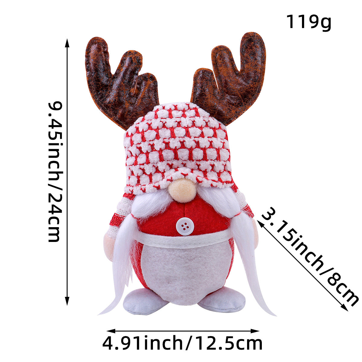 Weihnachts-Wichtelfigur mit Geweihmütze, stehend