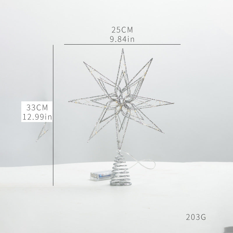 Beleuchteter Weihnachtsbaum-Spitzenstern aus Eisen