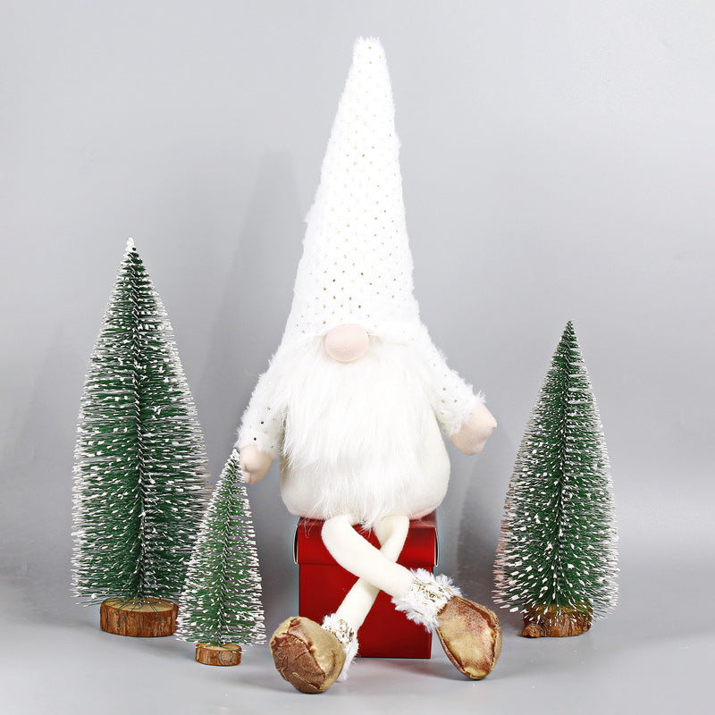 Weihnachts-Wichtelfigur mit langen Beinen, sitzend