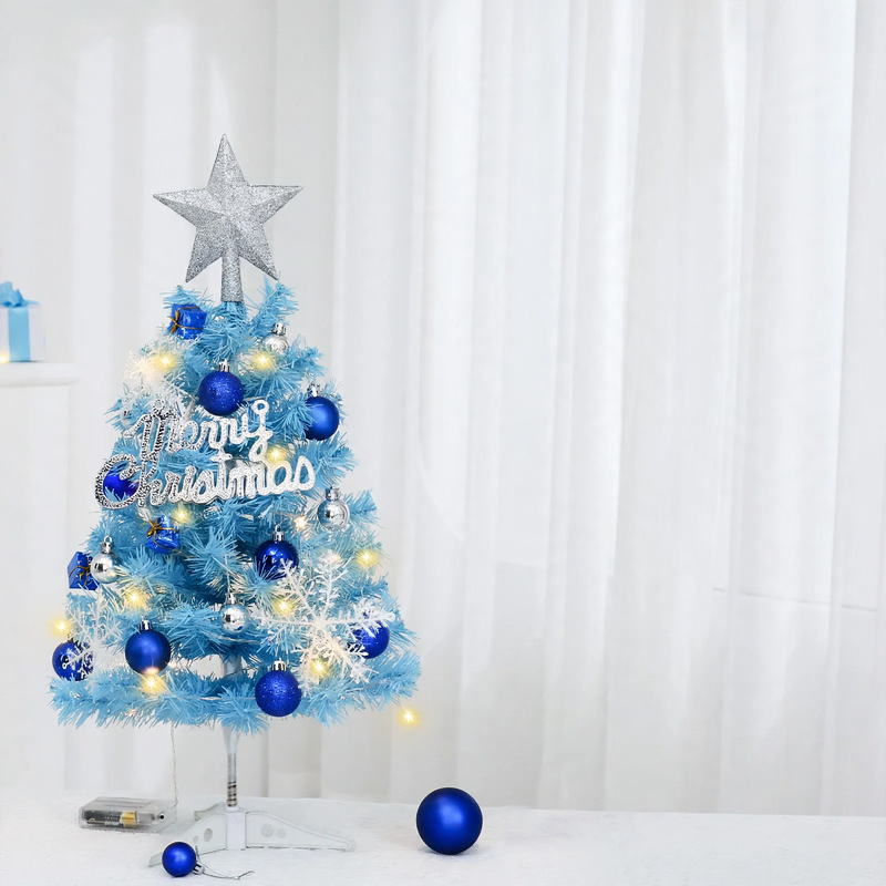 Blauer Mini-Weihnachtsbaum für den Schreibtisch, 45 cm oder 60 cm