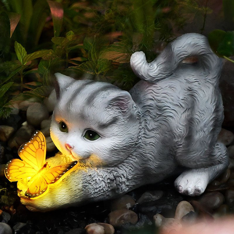 Brehn | Katze & Schmetterling Solarlicht Garten Dekor