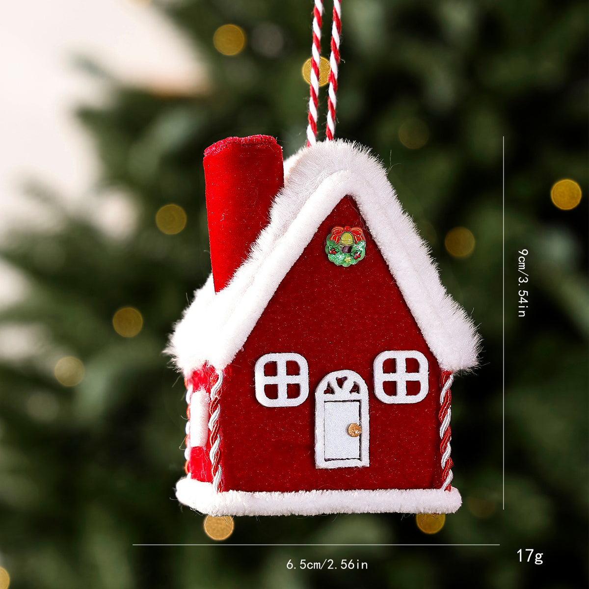 Weihnachtlicher Hütten-Anhänger aus Stoff