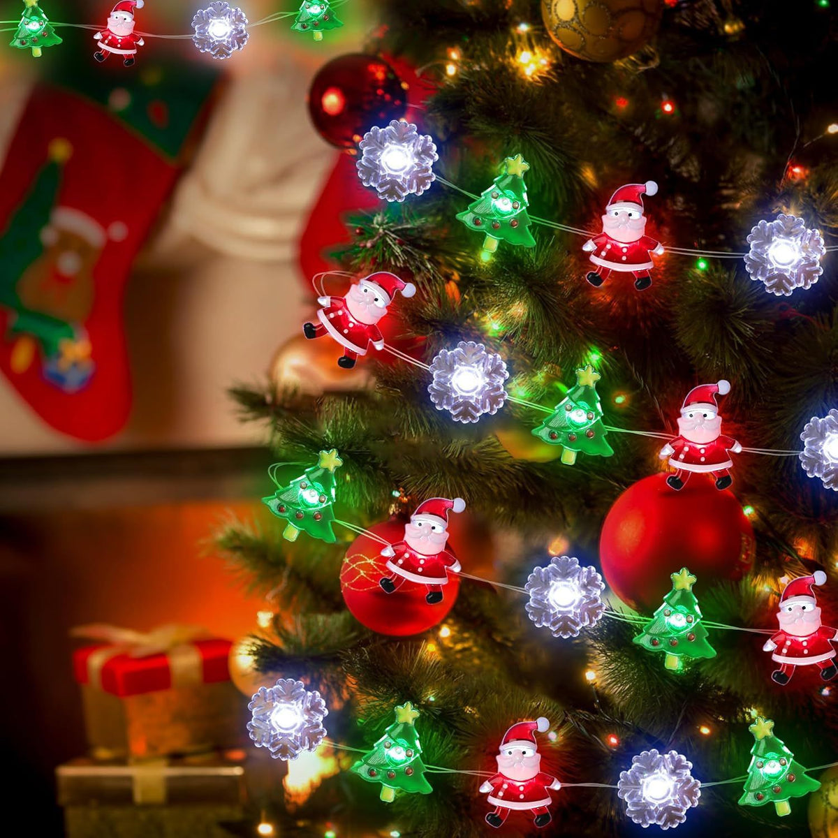 LED-Weihnachts-Lichterkette mit Motiven