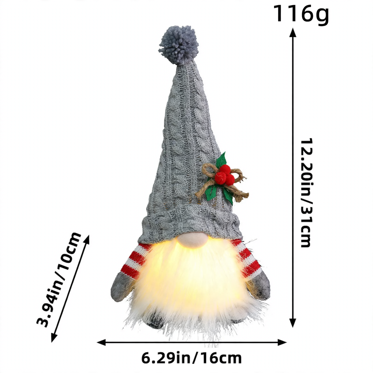 Leuchtende Wichtelfigur mit Strickmütze