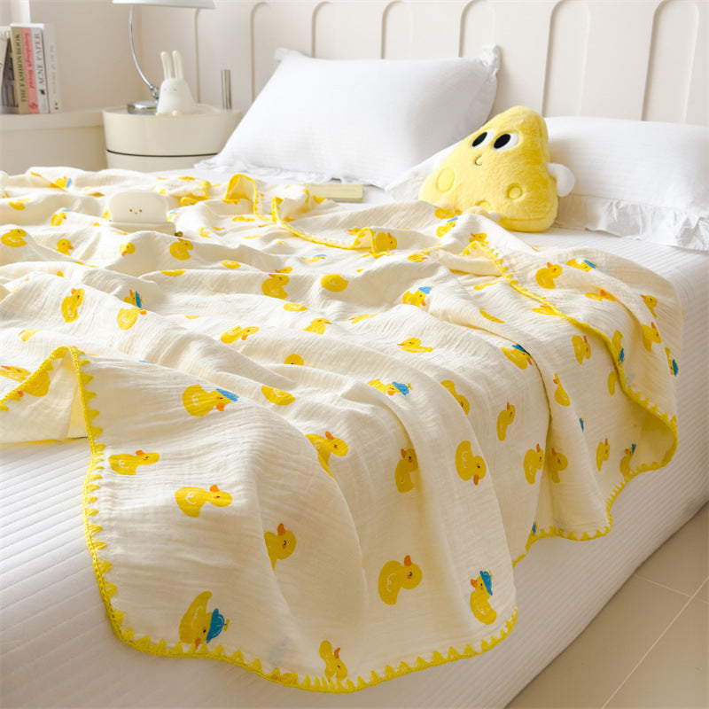 Leichte Sommerdecke aus reiner Baumwolle, Crinkle-Optik
