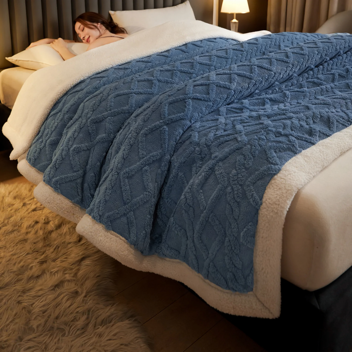 Flauschige Flanell-Wohndecke, gestreift, verschiedene Größen