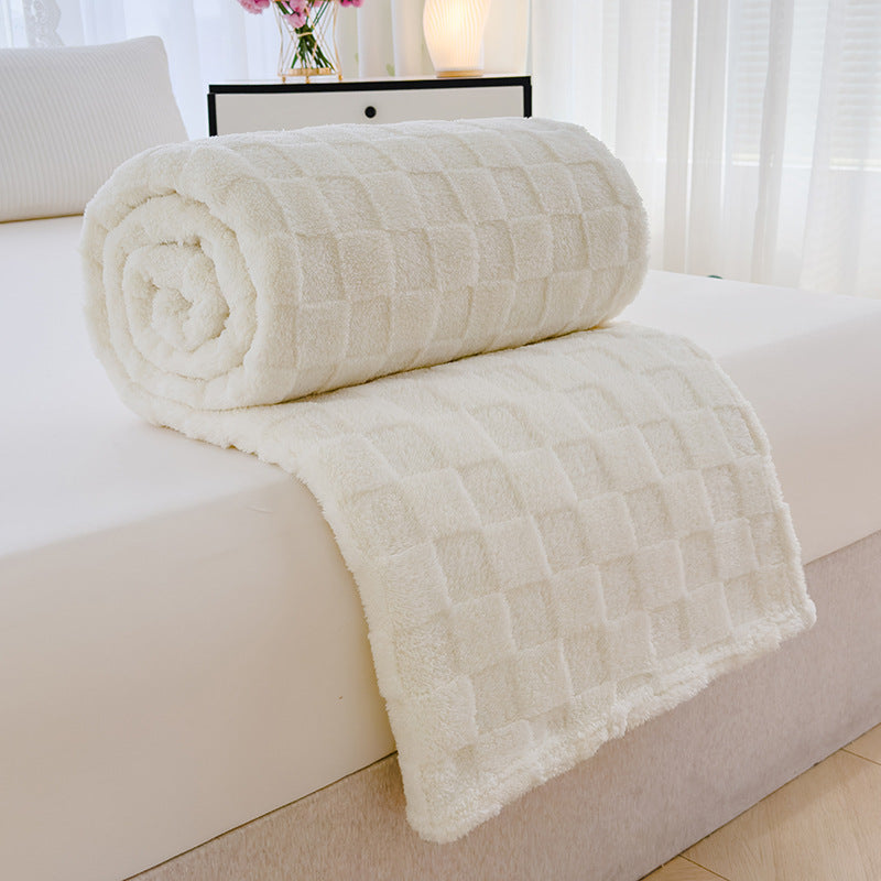 Jacquard-Korallenfleece-Decke mit Schachbrettmuster