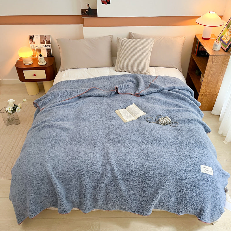 Doppelseitige Lammfleece-Decke mit Bubble-Struktur
