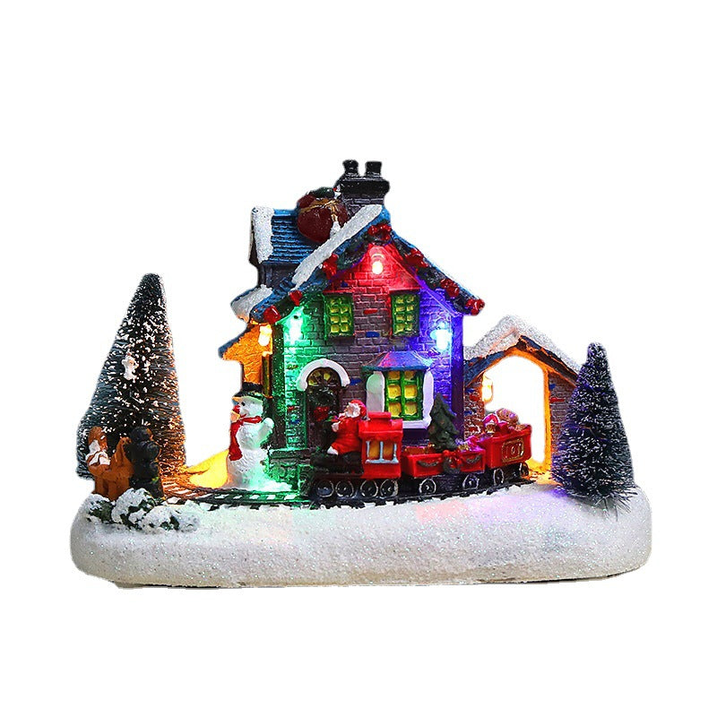 Beleuchtetes LED-Weihnachtshaus, Kunstharz