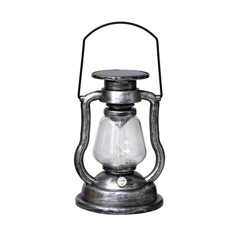 Vintage Stil Solar LED Hurrikan Laterne Mit Glaschimney Und Metallgriff Brehn