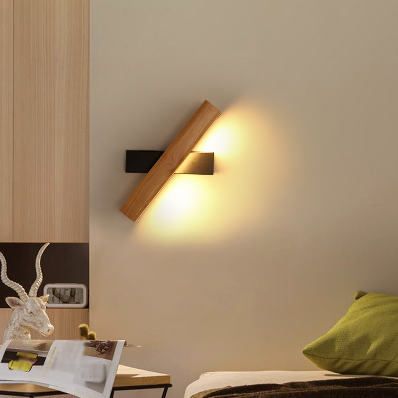 Lineare Lese-Wandleuchte Moderne Holz Rotierbare LED Schlafzimmer Wandleuchte Beleuchtungseinrichtung | Brehn
