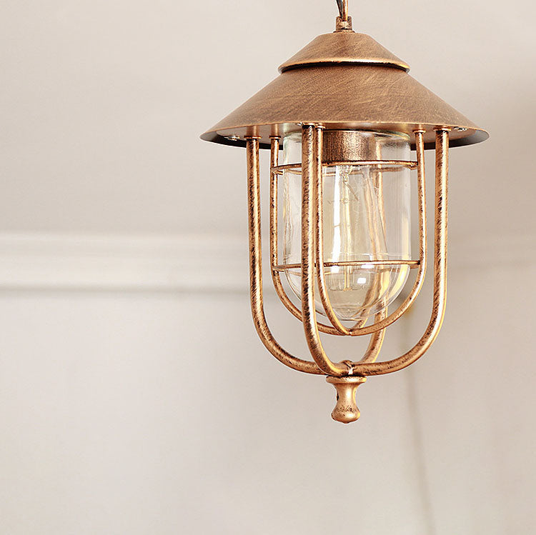 Industrielle Vintage Aluminium Käfig Glas 1-Licht Außen wasserdichte Pendelleuchte | Brehn