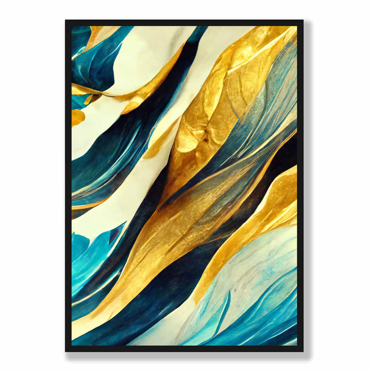 Abstrakter Kunstdruck in Gelb, Beige und Blau Nr. 1