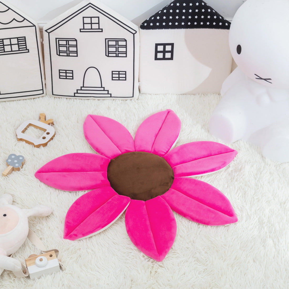 Plüsch-Blütenblatt Baby-Spielmatte für Bauchzeit und Kinderzimmer Fußkissen