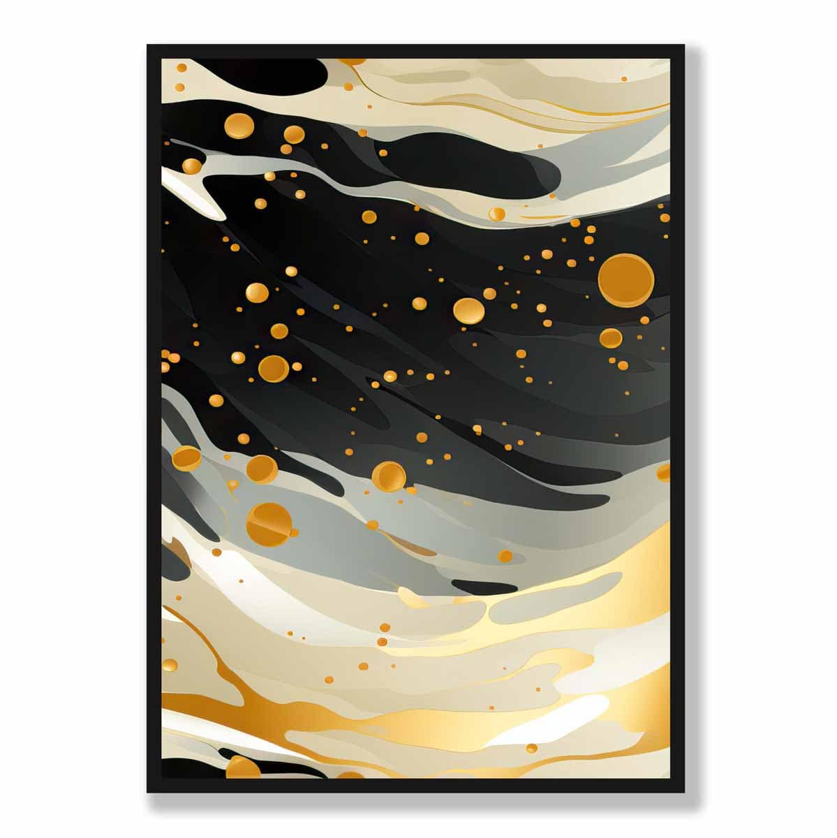 Abstrakter Flüssigkunstdruck Grau Beige und Gold Nr. 1