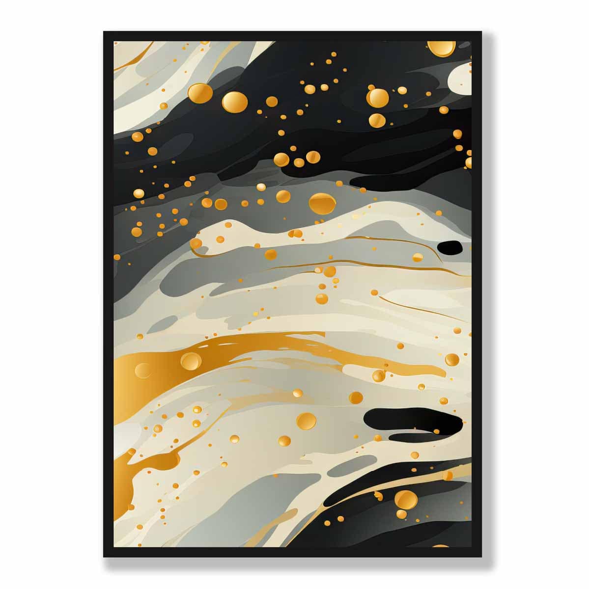 Abstrakter Flüssigkunstdruck Grau Beige und Gold Nr. 2