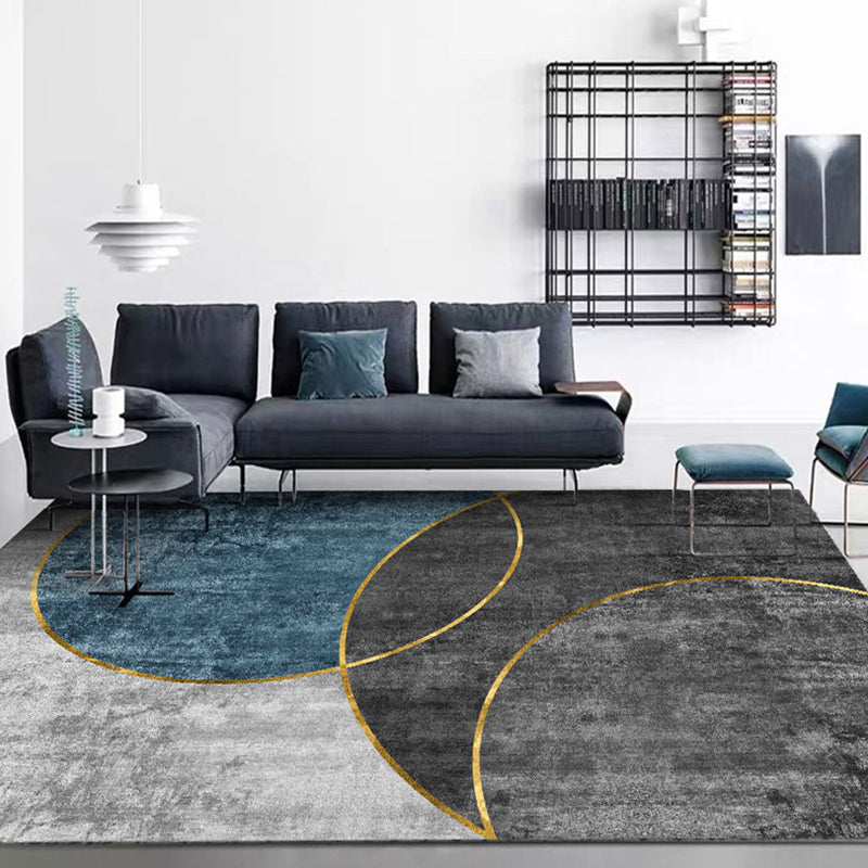Brehn | Einfache geometrische Druckteppich Mehrfarbiger moderner Bereichsteppich Polypropylen rutschfeste Rückseite fleckenresistenter waschbarer Teppich für Zuhause