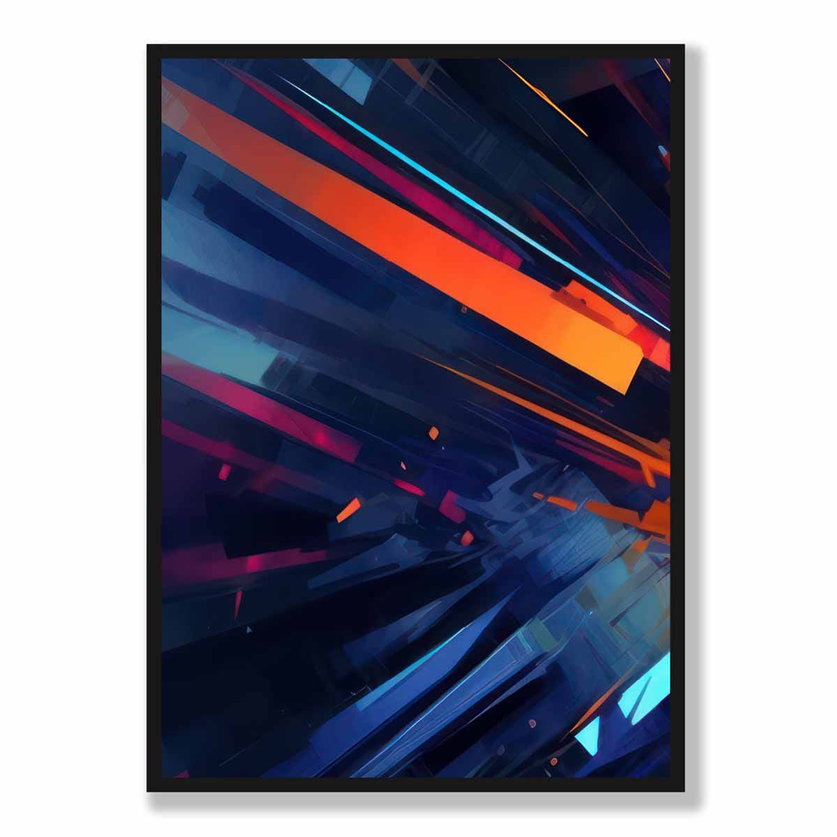 Abstrakte Formen Kunstdruck Blau Orange und Rot Nr. 2