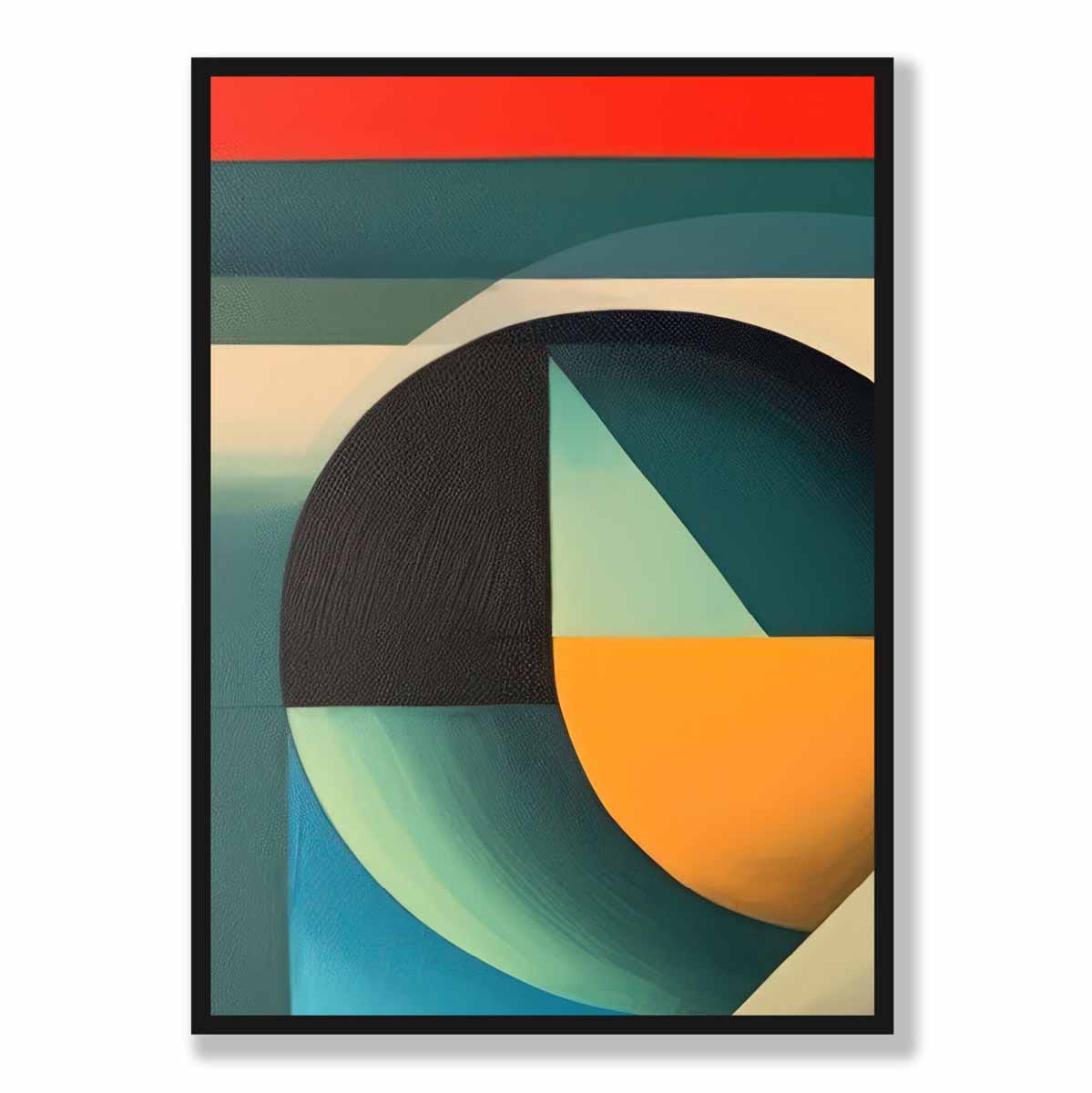 Abstrakter Kunstdruck mit farbenfrohen Formen, Blau, Rot, Orange, Nr. 3