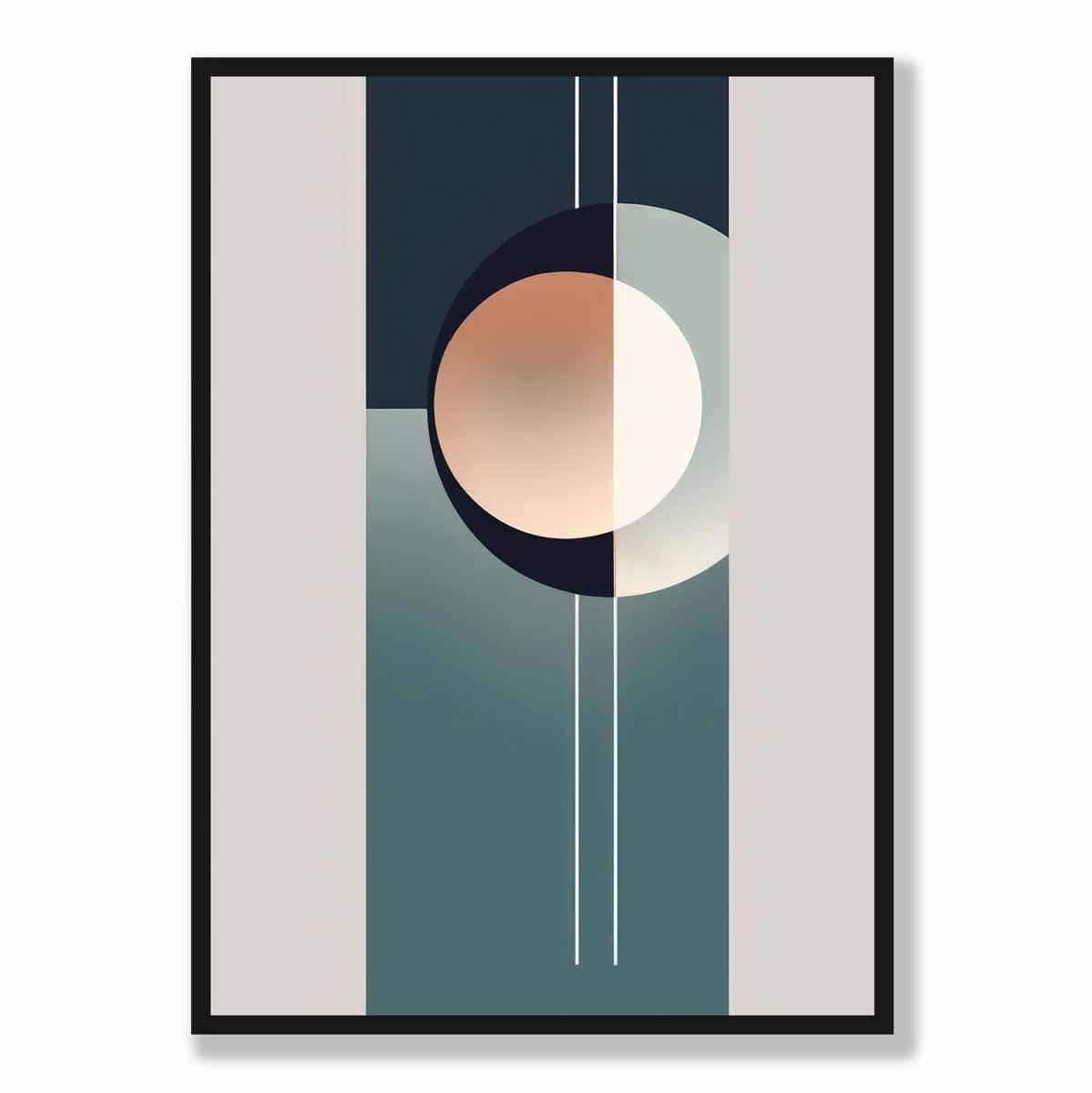 Abstrakte Formen Kunstdruck Marineblau Beige und Grau Nr. 2