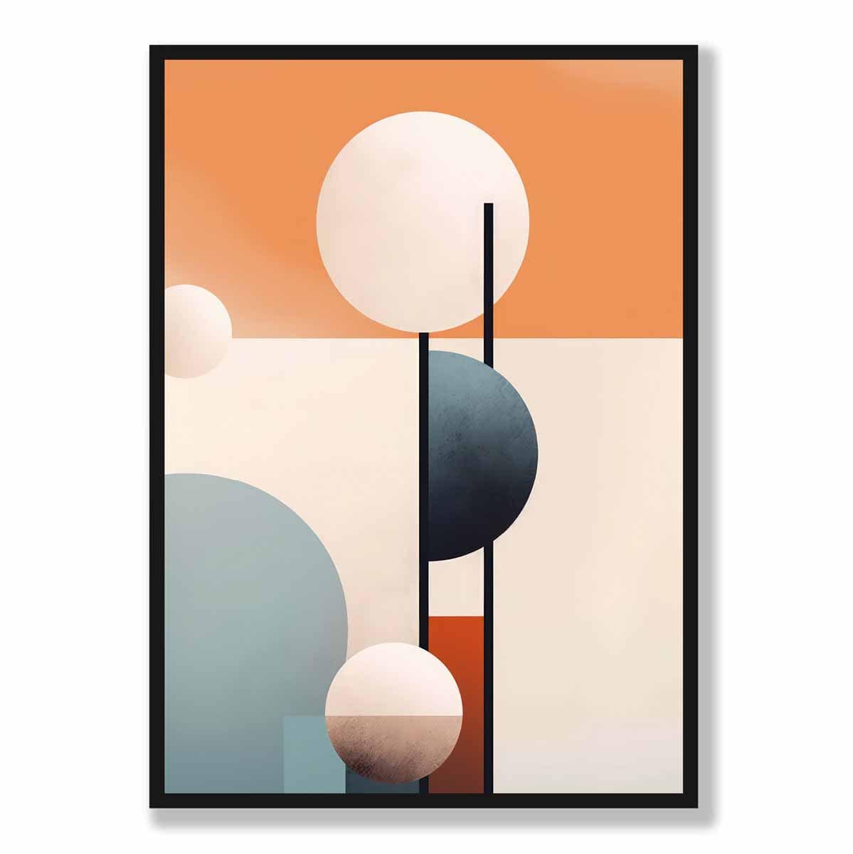 Abstrakte Formen Kunstdruck Marineblau, Orange und Beige Nr. 1