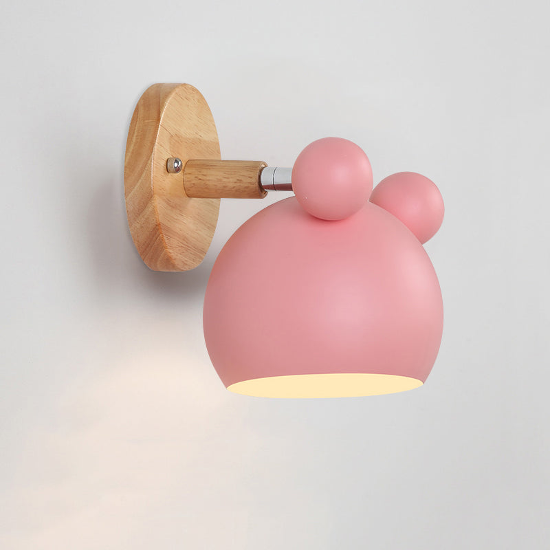 Schwenkshade Kinderzimmer Wandlampe Metall 1 Glühbirne Macaron Lesewandlicht mit Holzdeko | Brehn