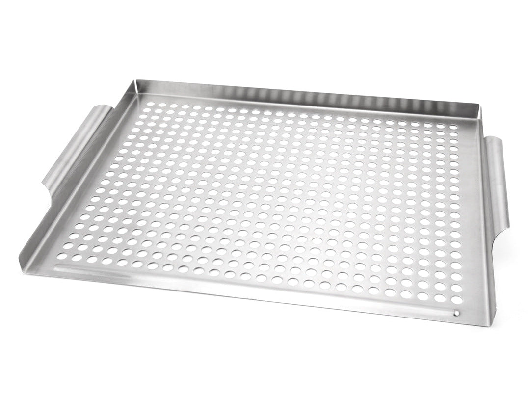 Perforiertes Edelstahl-Grillblech mit Griffen und Antihaftbeschichteter Oberfläche Brehn