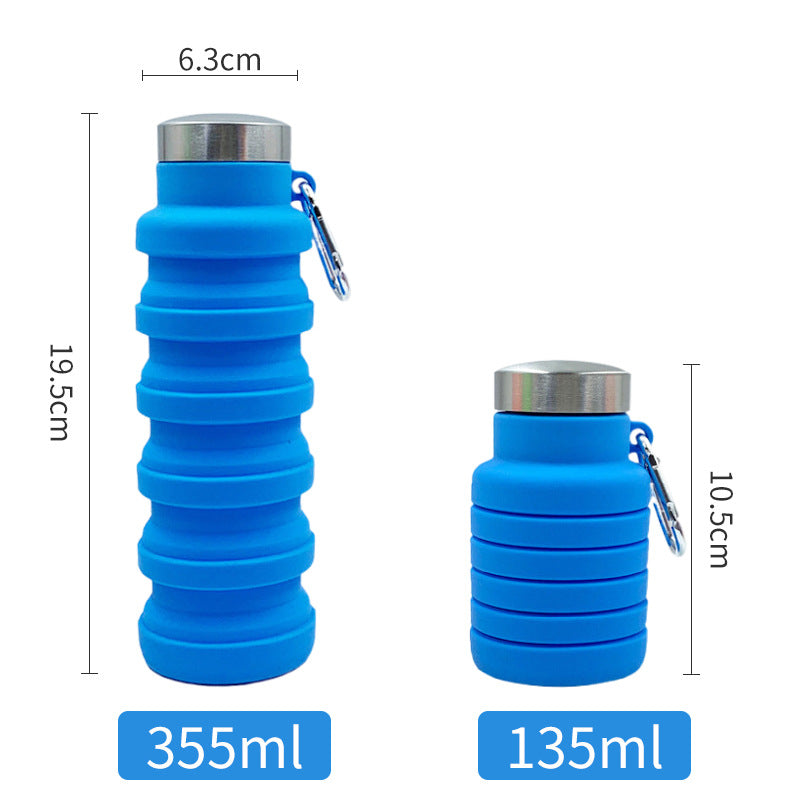Damen praktische und kompakte Silikon-Trinkflasche mit Karabiner und Edelstahlverschluss Brehn