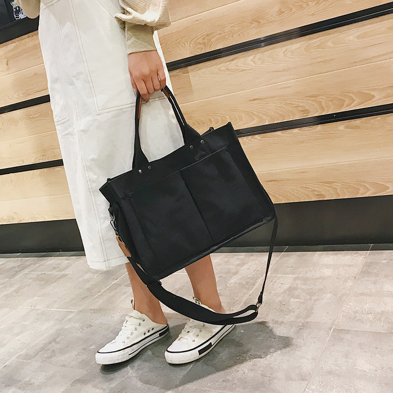 Multi-Taschen-Leinen-Tote-Bag