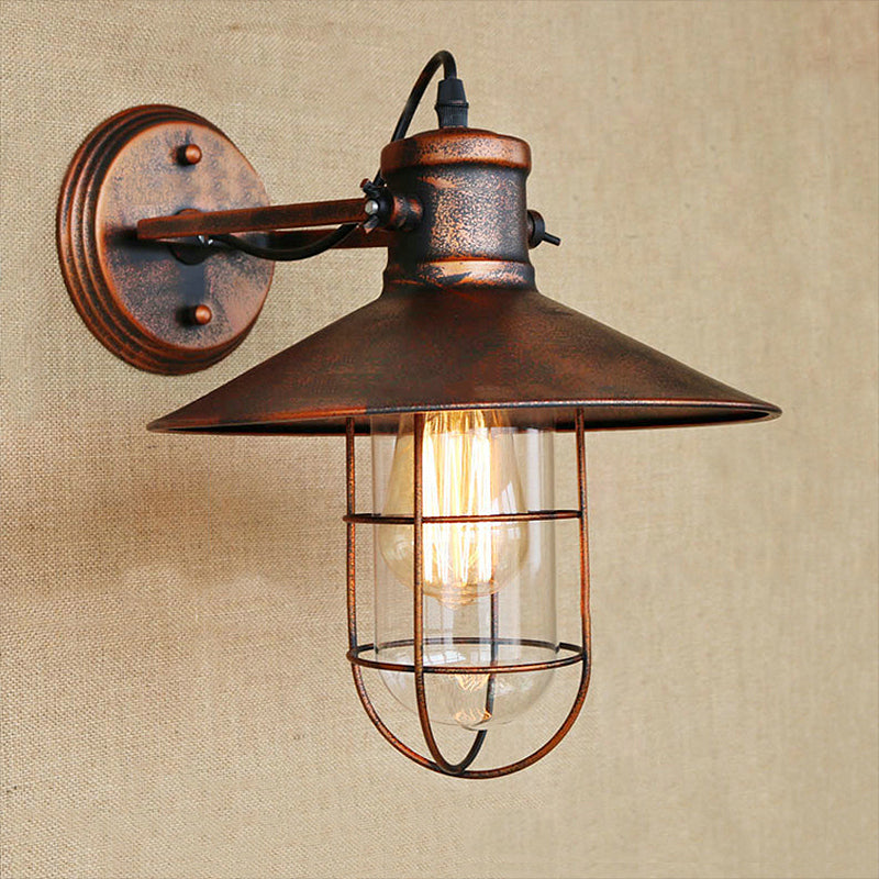 1 Licht Klar Glas Wand Sconce Licht Traditionell Schwarz/Rost Käfig Kaffeehaus Beleuchtung Leuchte | Brehn