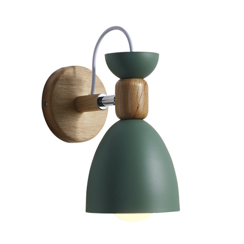 Nordic Macaroon Stil Wandstrahler 1 Licht Holzarm Wandmontage Licht in Metallschirm | Brehn