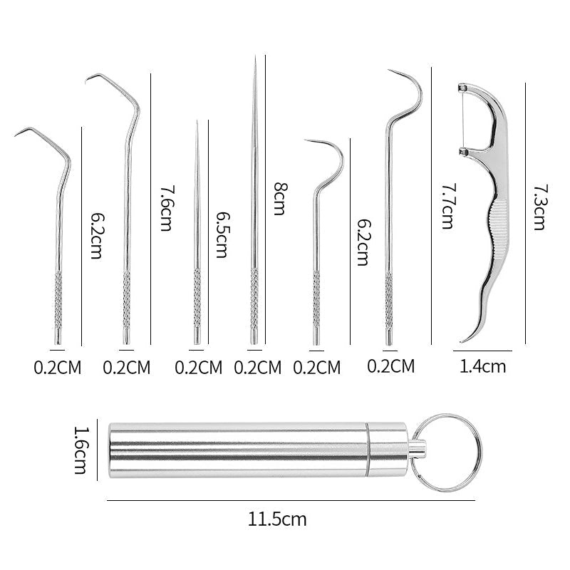 Edelstahl Zahnstocher Set (7 Teile) | Brehn