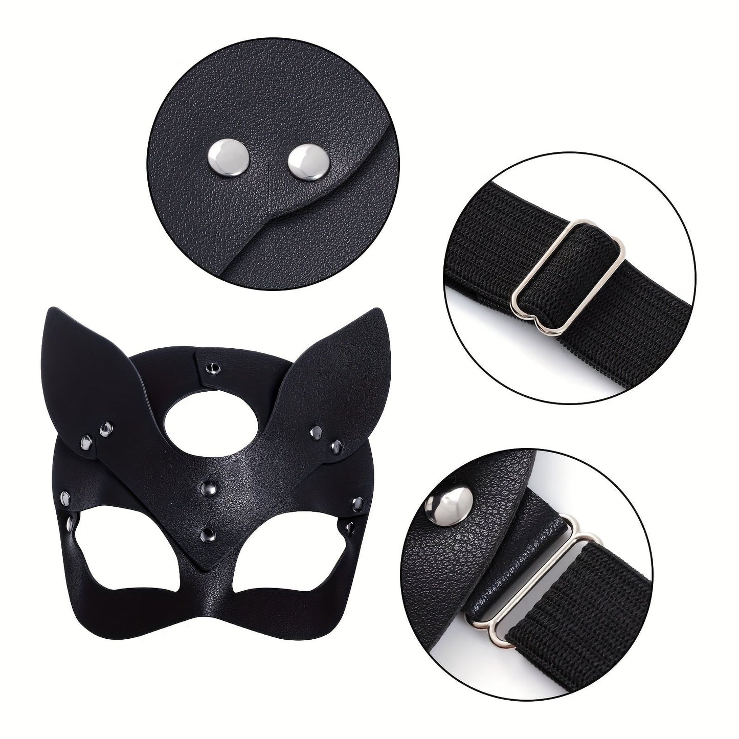 Halloween-Kostümaccessoires für Damen aus Kunstleder | Katzenmasken-Handschuhe