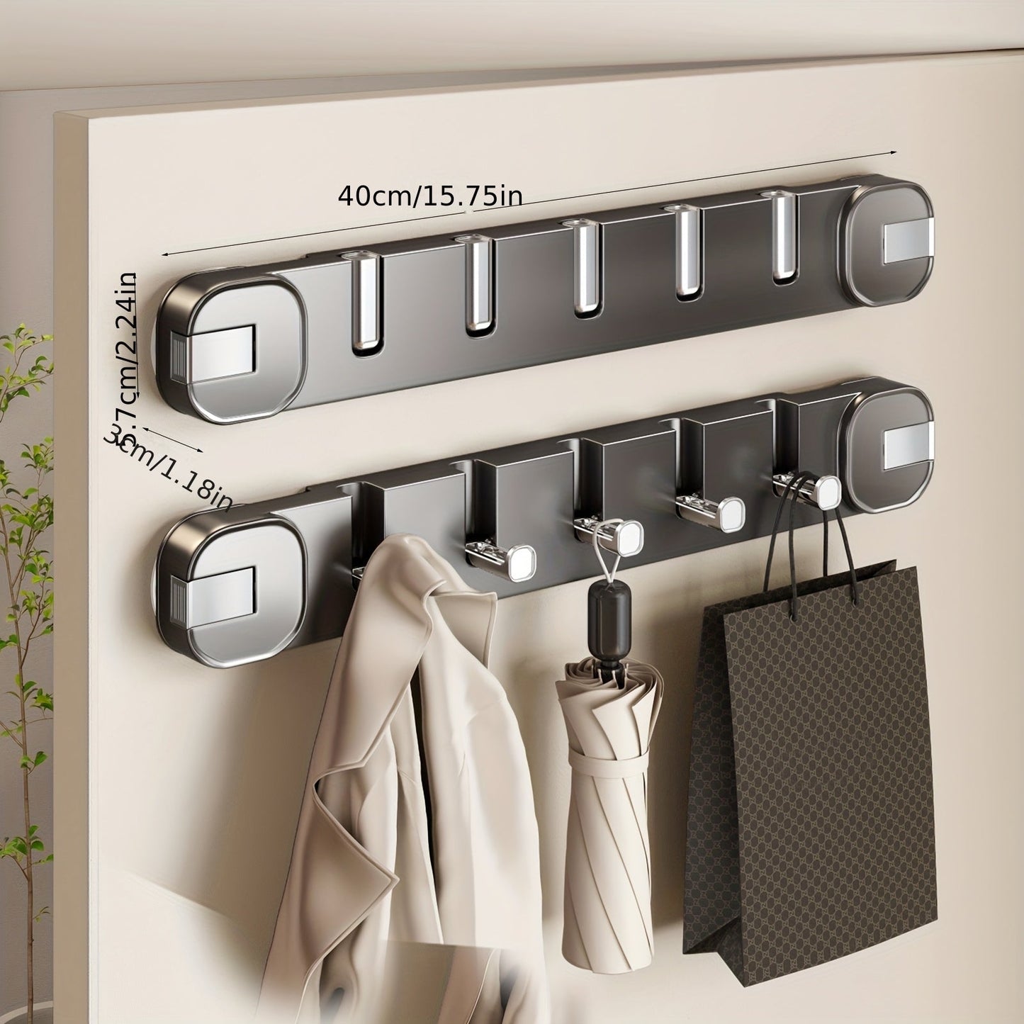 Wandhakenpanel ohne Bohren – OrganizePlus versteckter 5-Haken-Regal | Brehn
