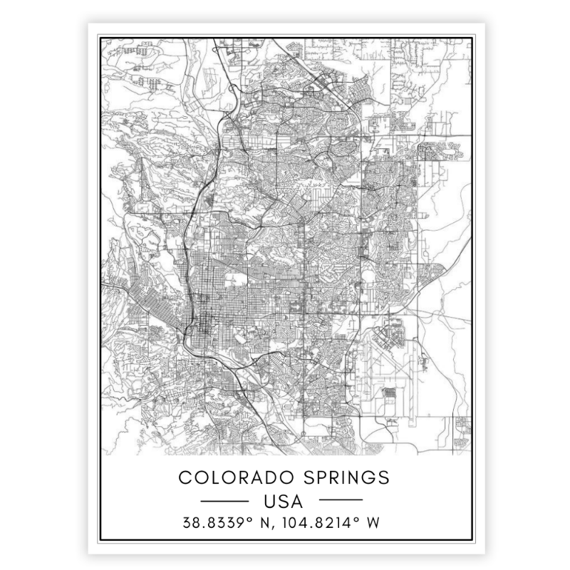 Colorado Springs Stadtkarte - Leinwand Wandkunst Gemälde