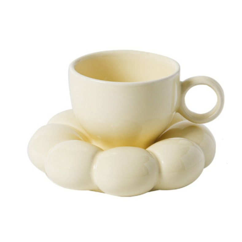 Pastell Bubble Becher mit Untertasse – Elegante Keramiktasse für einzigartiges Essen